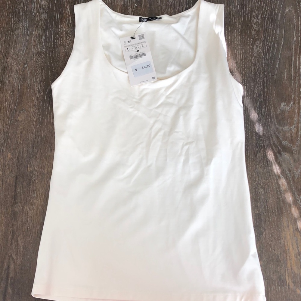 Zara Ecru Wide Strap Tank Top